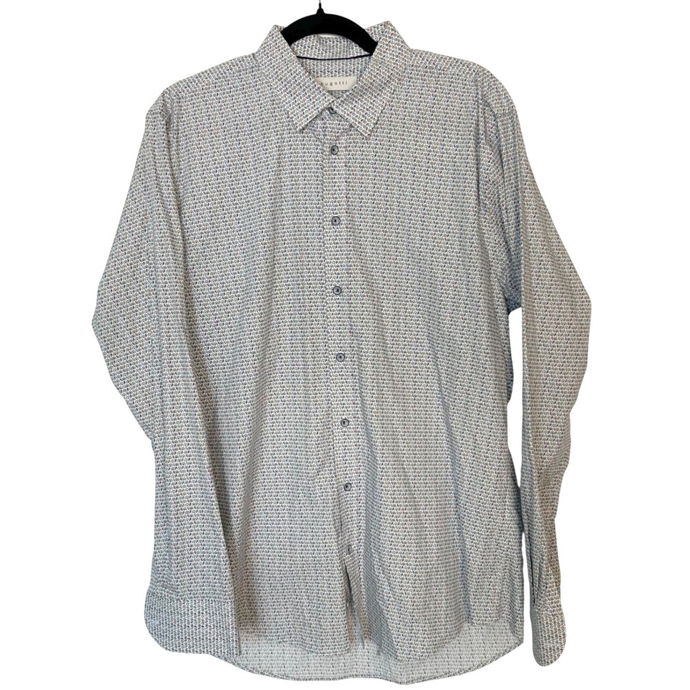 Bugatti‎ Men's Large Geometric Floral Multicolor Long Sleeve Button Oxford Shirt